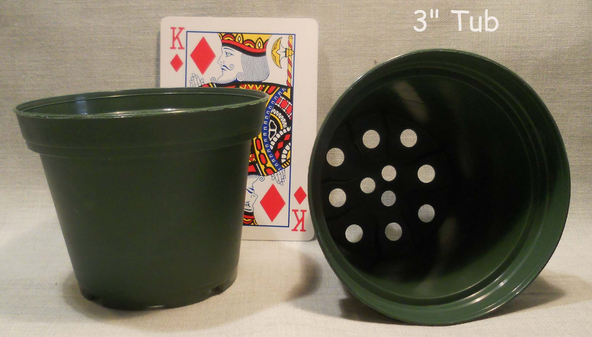 3" tub with playing card